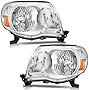 Torchbeam Headlight Assembly for 2005 2006 2007 2008 2009 2010 2011 Tacoma Headlights Chrome Housing Amber Reflector Clear Lens Passenger and Driver Side