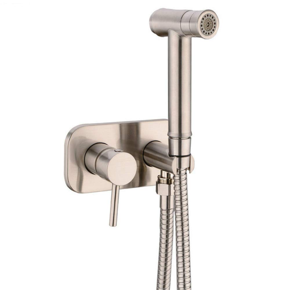 Brass Toilet Hot Cold Bidet Spray Handheld Bidet Diaper Set Bathroom Shower Set Sprayer Jet Douche Kit Brushed Nickel