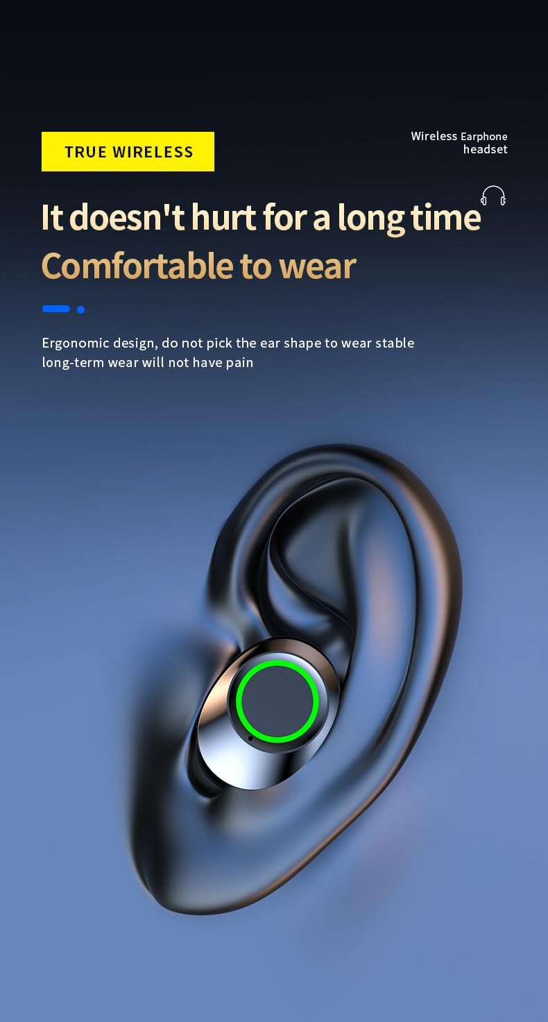 Bluetooth 5.3 Earbuds Wireless Headphones 6 Hours Listening Time Sports Waterproof Running in-Ear True Wireless Earphones IPX5 Waterproof Fit Exercise Gym Outdoor Work