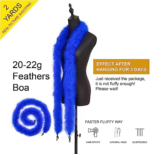 2 Yards 22G Fluffy Marabou Jewel blue Feather Boa for DIY Craft Sewing Trim Home Wedding Party Christmas Decoration - Image 2