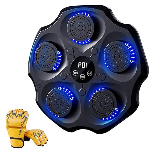 YCJYZLF Máquina de boxeo musical para adultos, punzonadora de música inteligente Bluetooth con guantes, objetivo de boxeo LED electrónico montado en la pared, 9 modos y 9 velocidades, equipo de