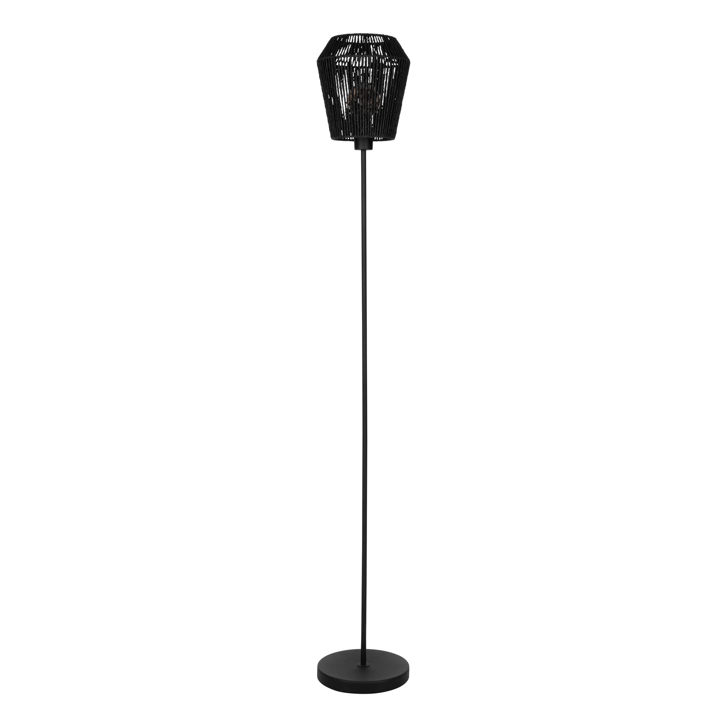Eglo Floor lamp Persley, floorlamp Living Room, Standing lamp Made of Metal and Woven Paper, Living Room Lighting with Switch, FSC-Certified, E27 Socket