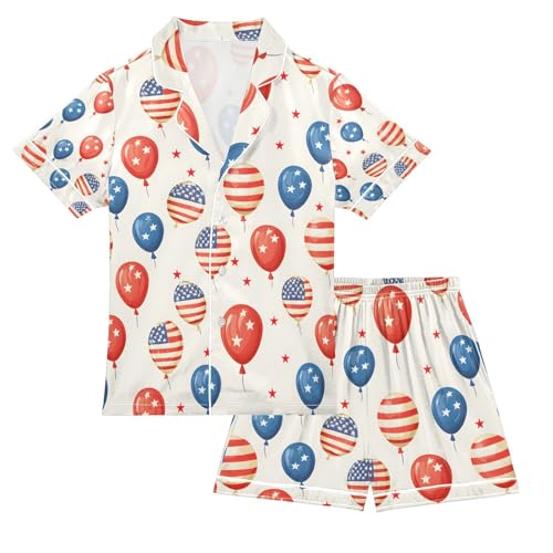 senya Balloon Colorful Satin Summer Pajama Sets Silk Short Sleeve Button Down Sleepwear