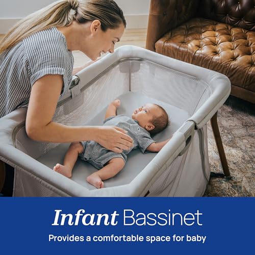 Image of Chicco Alfa Lite Nest Lightweight Travel Playard with Zip-On Bassinet, Portable Baby Crib & Play Yard, Easy Setup, Waterproof Mattress, Includes Carry Bag, Serene /Beige
