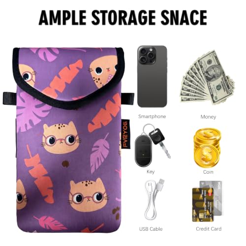 Image of Neoprene Phone Sleeve Pouch Case Bag for Men Women w /Crossbody Strap /Neck Lanyard for iPhone 17 /16 /15 /14 Pro Max, Samsung S25，Pixel 10
