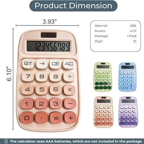 Image of Desktop Colorful Calculator 12 Digit, Dual Solar Power and Battery LCD Display, Easy to Press Big Buttons for Home, Office, School, College Class and Business Use, Pink