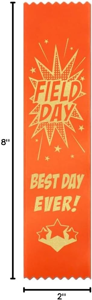 RibbonsNow School Field Day Ribbons - Best Day Ever! – 100 Hot Orange Bookmark Style Ribbons