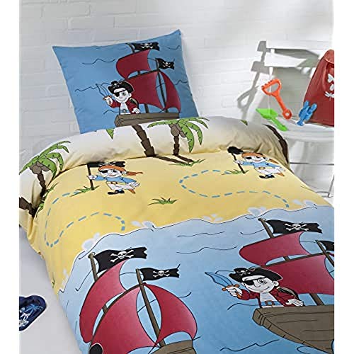Daydream Housse de Couette 140 x 200 cm + Taie d'oreiller 60 x 70 cm Pirates 100 Pourcent Coton Multicolore, Coton, 200 x 140 cm 5071208