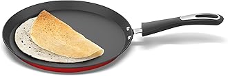 ‎Preethi Dura Collection Non Stick Tawa, 26 cm, Gas & Induction Compatible, 5 Star Non Stick Effect, Chilly Red