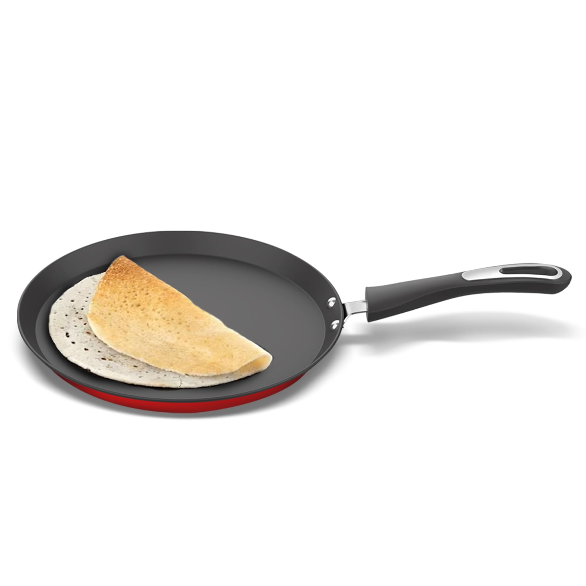 ‎Preethi Dura Collection Non Stick Tawa, 26 cm, Gas & Induction Compatible, 5 Star Non Stick Effect, Chilly Red