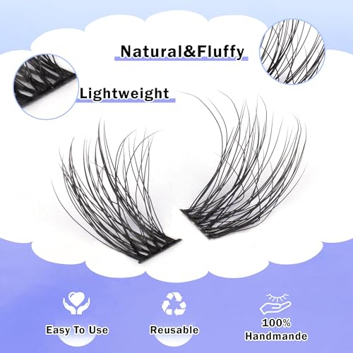 Image of FANXITON Natural Lash Extension Kit D Lash Clusters 288 pcs 10-18 mm Mix DIY Eyelash Extension Kit with Lash Bond and Seal Lash Tweezers Individual Lashes For Beginners