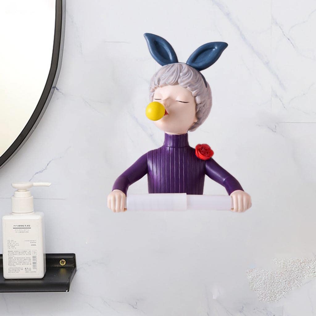 Creative Nordic Chic Bubble Girl Toilet Paper Holder Rabbit Ears Purple-image-42