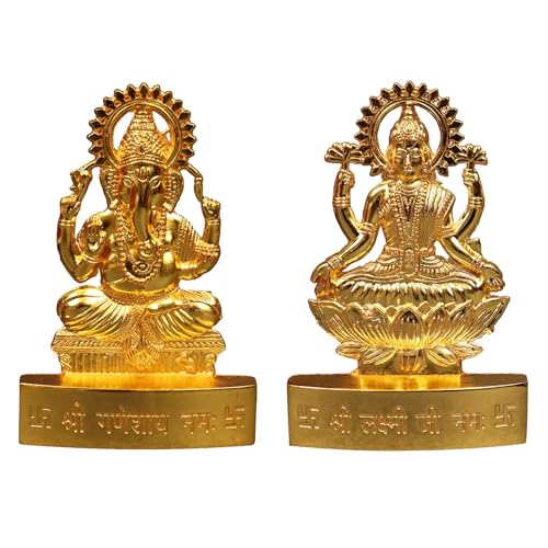 Image of Spillbox Gold Plated God Statue Showpiece for Home Office Figurine Religious Pooja Gift Living Room Decoration Home Decor- Gold Plated laxmi Ganesha (Small)