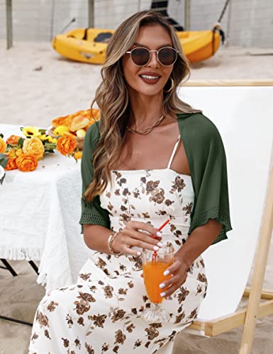 Image of Totatuit Women's Short Sleeve Bolero Shrug for Dresses Open Front Knit Cropped Cardigan Loose Sheer Cardigan Sweater