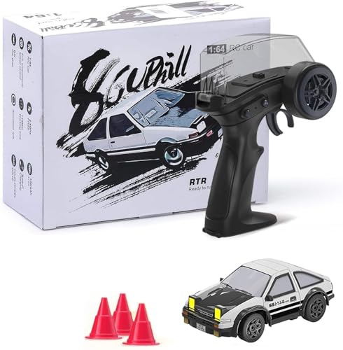 Image of Bestie toys Mini RC Drift Car for Adults, 1 /64 Rc Small RC Car Desktop Remote Control Cars with LED Lights, 4 * 4 Desk Drifting Crawler for Race, Hobby Gifts and Toys (AE86)