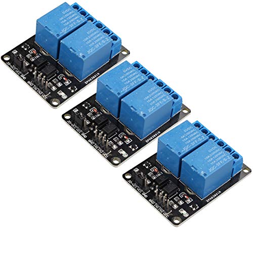 HALJIA Lot de 3 modules de relais à 2 canaux – Carte d'extension universelle de 5 V avec optocoupleur compatible avec Raspberry Pi Arduino PIC AVR MCU DSP ARM TTL Logic
