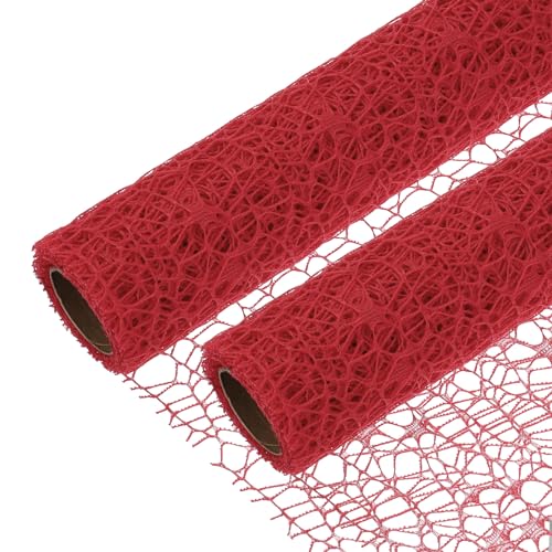 Papier d'emballage floral rouge en maille jacquard pour décoration de table et bouquets de mariage
