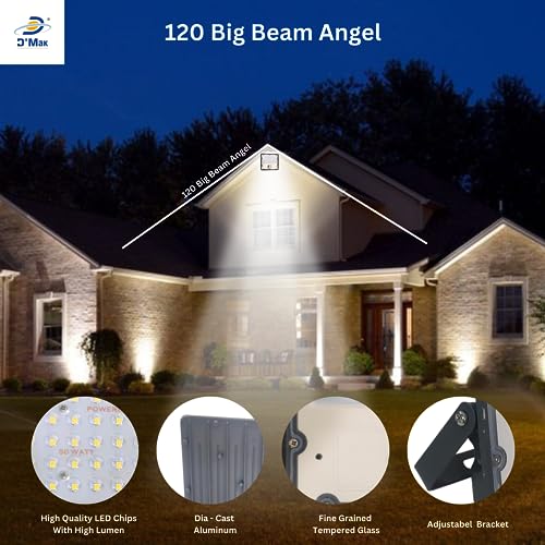 Image of D'Mak 50W Lens Led Flood Light - Ip65 Waterproof Led Lights with 120 Wide Beam-Led Lamp Lights for Yard,Showroom,Shop, Factory,Garden, Playground & Home (50Watt, Pack of 2)