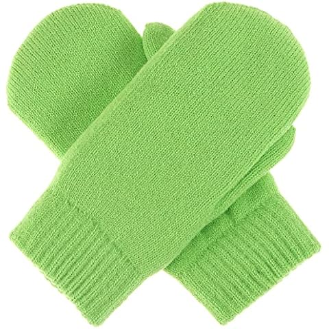 Be Your Own Style BYOS Unisex Winter Toasty Warm Plush Fleece Lined Knit Mittens in Solid Neon Cover