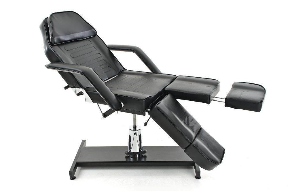 CLP Kosmetikliege SPLIT, Fußteil geteilt, Armlehnen abnehmbar, höhenverstellbar 60-75 cm, auch als Massageliege nutzbar Schwarz
