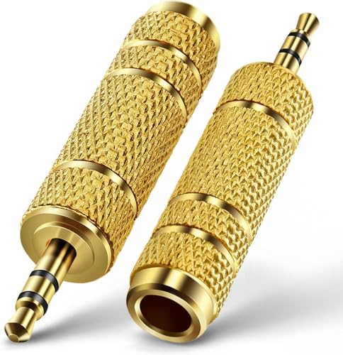 Image of [ 2 Pieces Headphone Adapter 6.35 mm (1 /4 Inch) Male to 3.5 mm Female and Audio Stereo Plug 3.5 mm Male to 6.35 mm (1 /4 Inch) Female (3.5MM F / 6.35MM M + 3.5MM M / 6.35MM F)