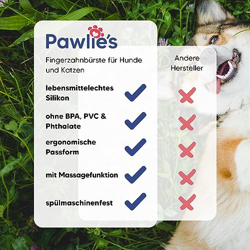 Pawlie's Zahnbürste für Hunde und Katzen | Praktische Hundezahnbürste Fingerling zur Zahnpflege | Zähne putzen Hund - Cat & Dog Toothbrush | Fingerzahnbürste Welpen | Hunde Zahnpflege (2 Stück)