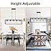 VINLUZ Farmhouse Chandeliers Rectangle Black 5 Light Dining Room Lighting Fixtures Hanging, Kitchen Island Cage Pendant Lights Contemporary Modern Ceiling Light with Glass Shade Adjustable Rods