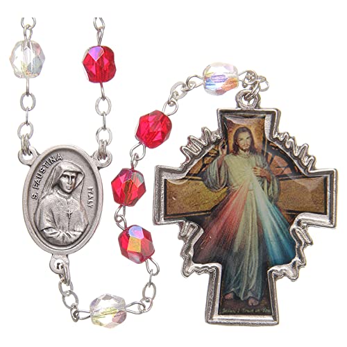 Holyart Rosario Misericordia S. Faustina Bianco e Rosso in PVC 8mm