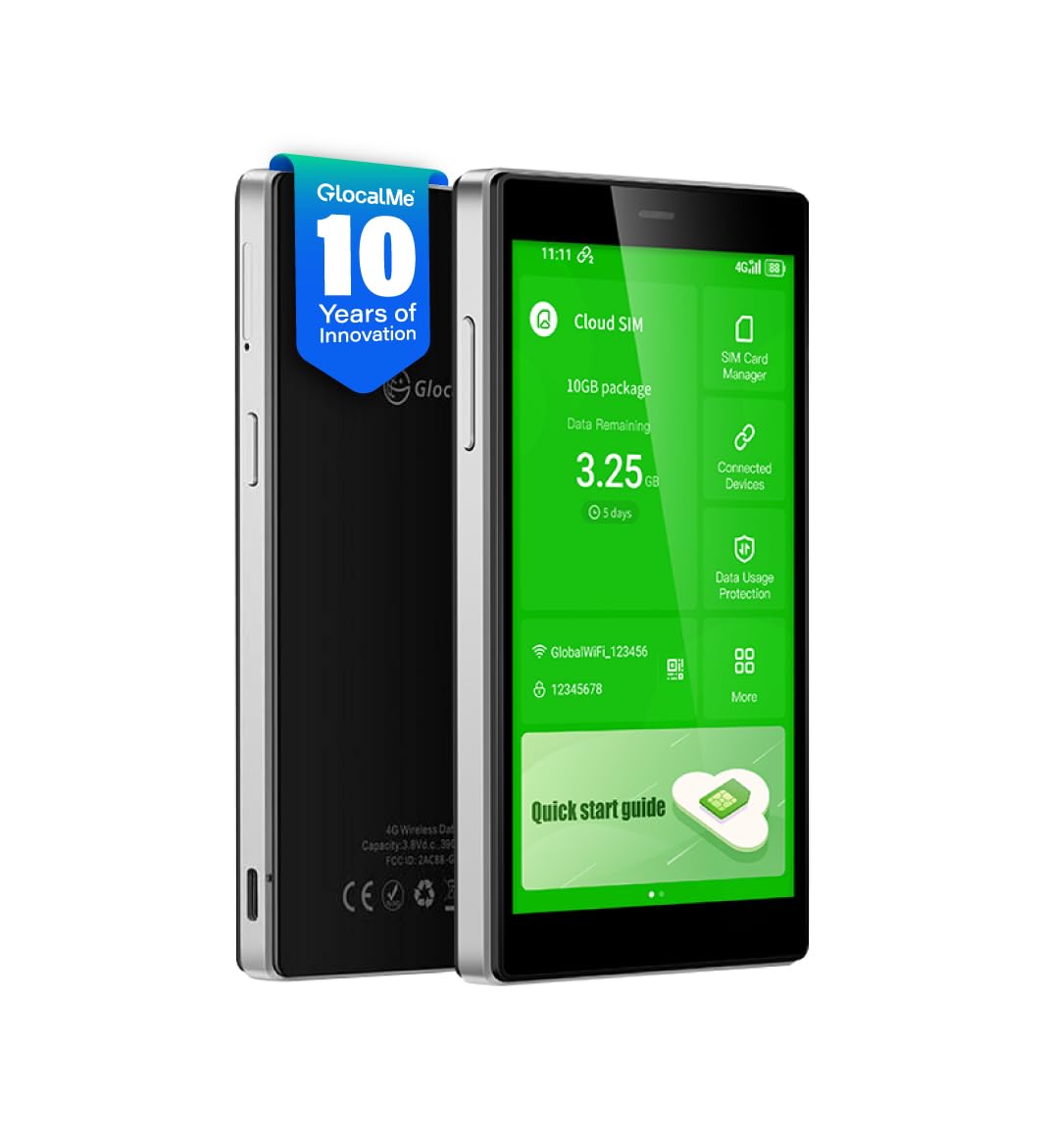 Glocalme G4 Pro 4G Lte Mobile Hotspot Router, 5 Touch Screen Lcd Display Worldwide Wifi Portable High Speed Wifi Hotspot With Us 8Gb & Global 1Gb Data, Simfree, Pocket Wifi (Black)