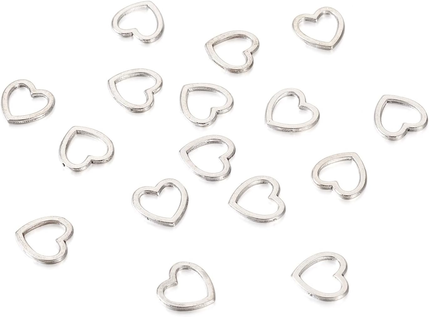 Craftdady 100Pcs Antique Silver Heart Linking Rings Tibetan Alloy Love Heart Hollow Frames Bezel Links Connector Charms for Jewelry Crafts Making 10x10mm - Image 2
