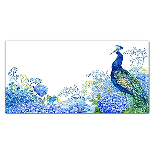 Décoration tableau en verre acrylique haut de gamme 100x50 cm motif paon artistique