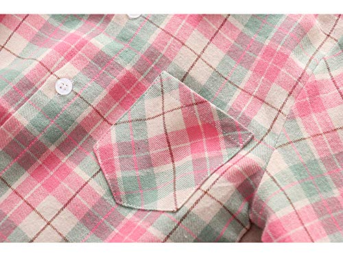 Girls Plaid Shirt Boys Button Down Shirt Baby Flannel Shirt Long Sleeve Fall Tops Pink Shirt For Boys 7Y Boys Dress Shirts #TOP3