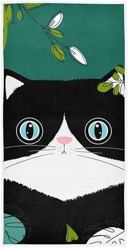 フェイスタオル 薄手 タオル 人気 おしゃれ 抗菌防臭 猫柄 可愛い かわいい グリーン 速乾 子供 こども ふわふわ 耐久性 装飾