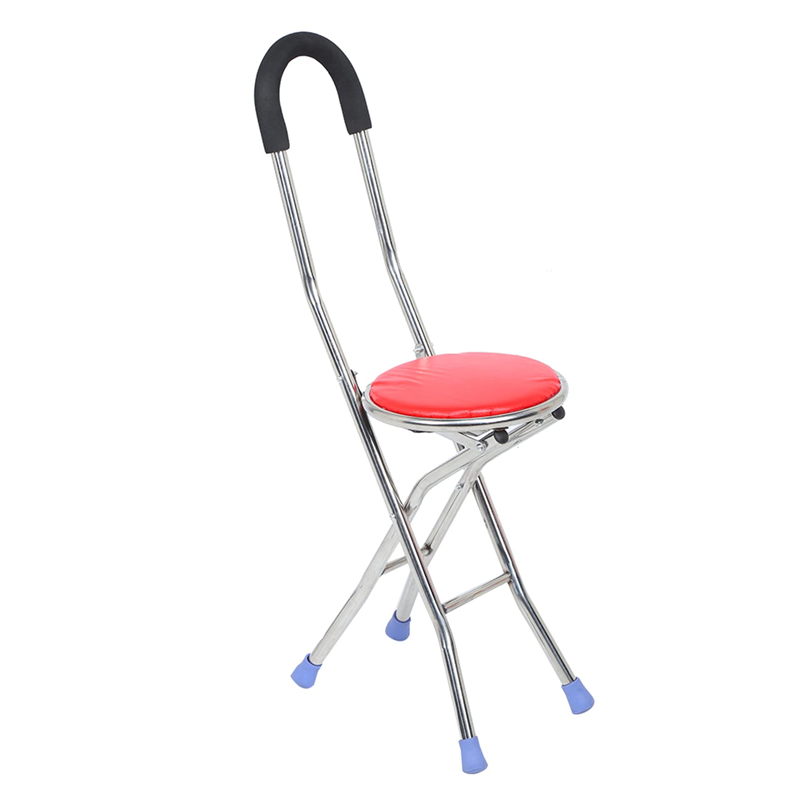 Bastón con Asiento, Caín De Acero Inoxidable para Caminar, Silla Bastón Plegable, Silla De Bastón Compatible con Regalo para Padres Mayores