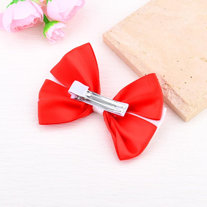 Pliwcas Pinza para el cabello tipo lazo en capas roja y blanca para niñas miniatura 6