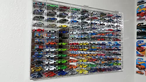 Image of DisplayGifts Acrylic 1:64 Scale Matchbox Toy Cars Wheels Display Case Wall Cabinet Rack 108 Slots, UV Protect Hot, Clear