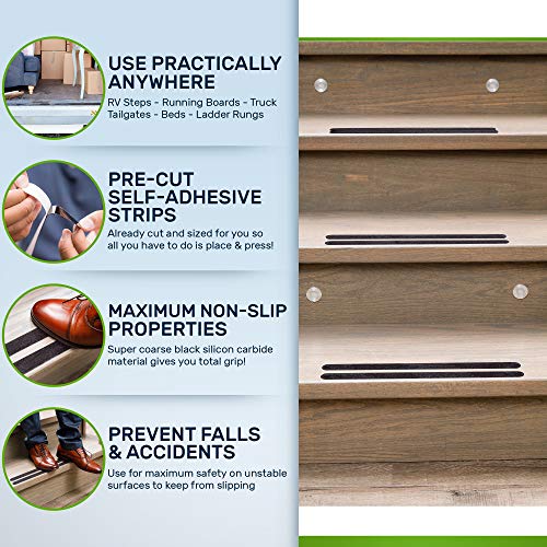 Red Cat Anti Slip Grip Tape For Stairs. Black Non Slip Floor Or Stair Treads. 20 Pre-Cut Strips 1" X 15.5" Anti Slip Safety Tape. Waterproof Indoor/Outdoor Commercial Adhesive Stair Treads Avoid Falls #TOP2