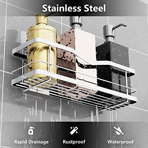 Mzf 2-Pack Shower Caddy, No Drilling Adhesive Shower Shelf, Rustproof Stainless Steel Bathroom Shower Organizer Storage, Shower Shelf For Inside Shower & Kitchen Storage, Silver #TOP4