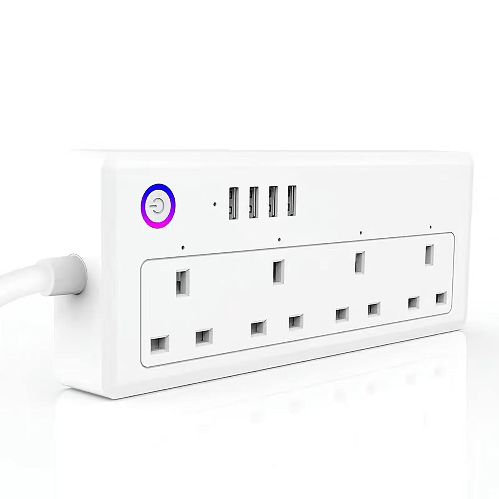 XLT Smart Life Tuya APP 1.8m Cable Intelligent power strip 4 Outlets Plug Socket Wifi Smart Power Strip with USB 4 Charging Port App Voice Control Work with Alexa Google Home Assistant