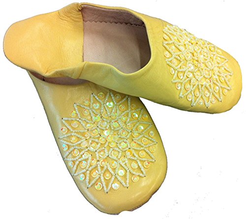 Terrapin Trading Commerce équitable dames marocaines Babouche Pantoufles traditionnelles (jaune)