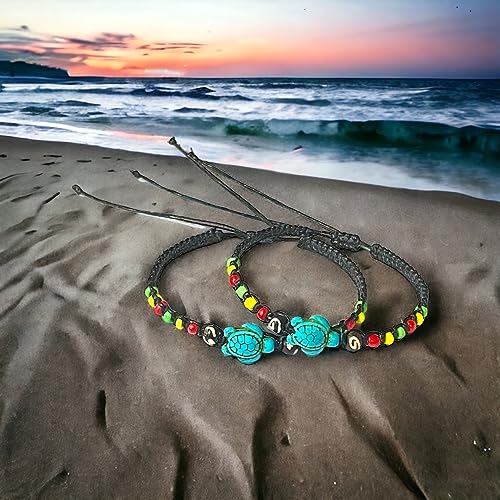 LAVIP Leather Rasta plaided hippie bracelet Turtle Hemp Bracelet Turquoise Color - Hawaiian Sea Turtle Bracelet - Image 6