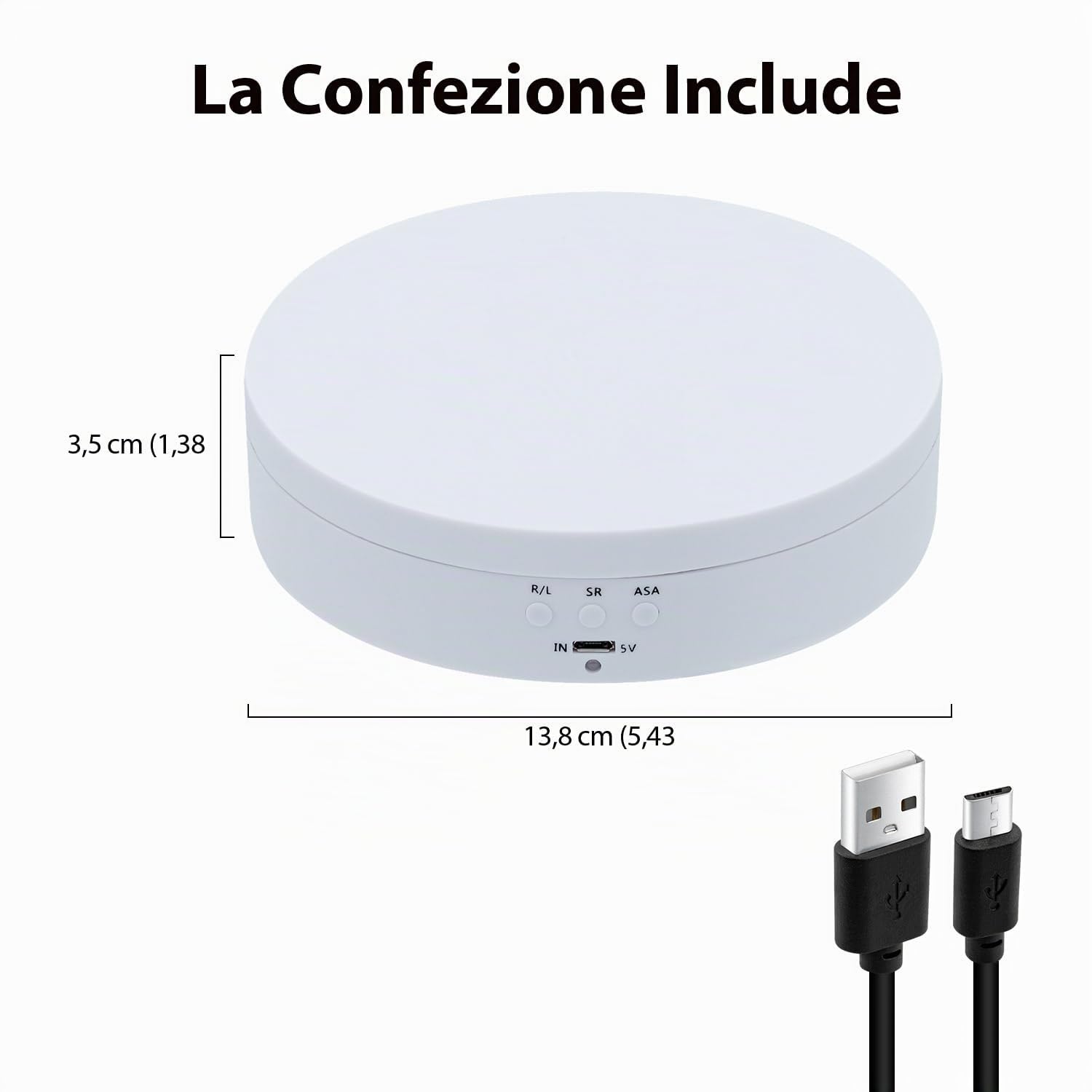 Mcbazel - Espositore Girevole a 360°, Girevole Elettrico da 4,6", Piatto Girevole Elettrico a Basso Rumore 3KG per Gioielli, Prodotti per Fotografia,Orologi, Tazze - Bianco