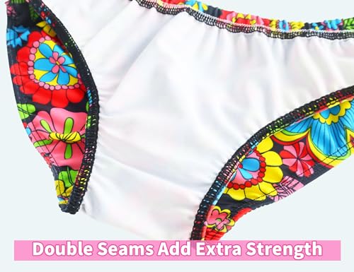 Image of Snowheart Girls Swimsuit Size 4t 5t Colorful Floralrs Long Sleeve Two Pieces Rash Guard Sets Swimwear