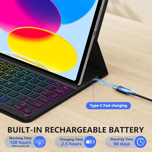 Image of Keyboard Case for iPad 11th (A16) & 10th Generation，Ultra-Light Keyboard with Multi-Touch Trackpad - Backlit Keys,Adjustable Stand Case for iPad 11 inch 2025&10th Gen 10.9 inch