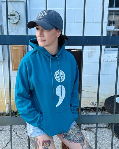 Demons Behind Me Semicolon Unisex Teal Hoodie2