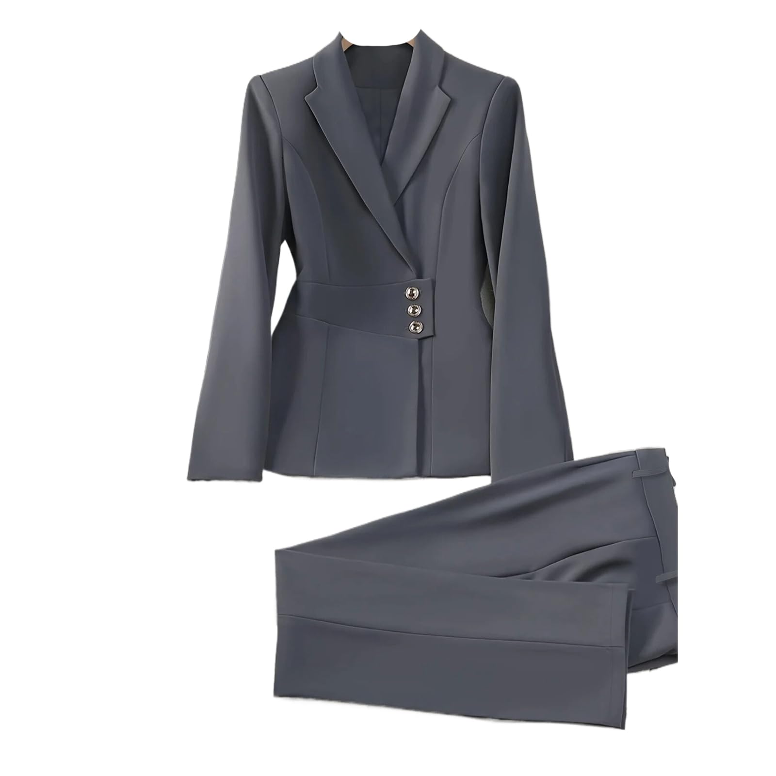 Solid Color Business Professional Elegant Office Suit Jacket Pants Suit