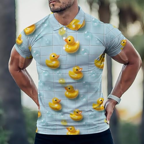 Polo de golf pour homme à manches courtes imprimé canards