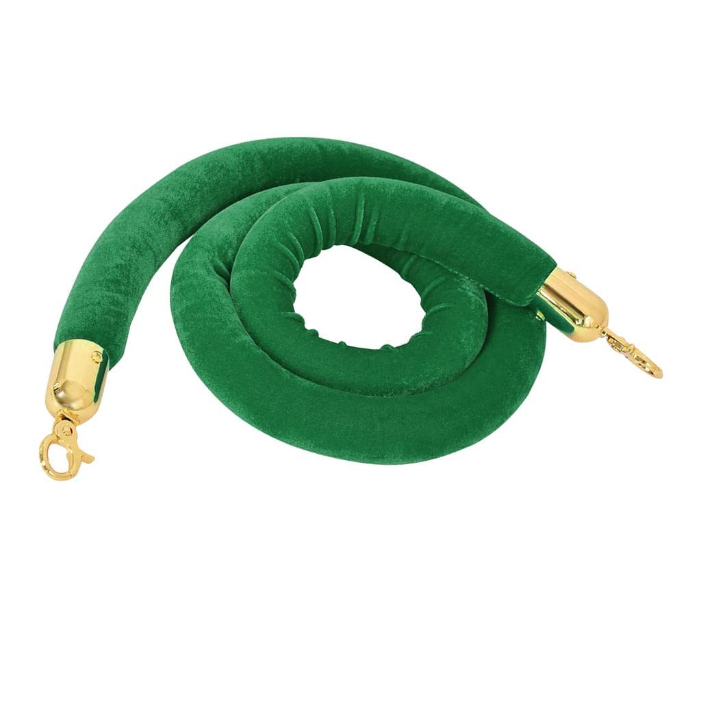 MERIGLARE Corde de Poteau élégante En Velours avec Crochets Polis - Corde de Queue de Qualité Supérieure (1 Pièce, Crochets Argentés), Vert, 59,0 pouces