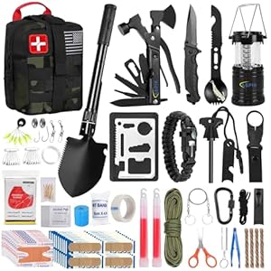 Survival First Aid Kit, 170 PCS Survival Kits,Trauma Kit with Essential Survival Gear Emergency Medical Supplies for Hiking Camping Backpacking Outdoor Adventure, Gifts for Christmas Him Dad Men