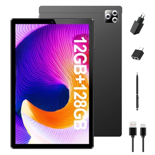 SIMPLORI Tablet 10 Pollici, Tablet Android 13, Octa Core, 12GB RAM+128GB ROM/TF 1TB, Tablet in Offerta, Bluetooth 5.0, 6000mAh, 1280 * 800IPS, 13MP+5MP, 4G LTE Tablet, Tablet con capacità SIM（Nero）